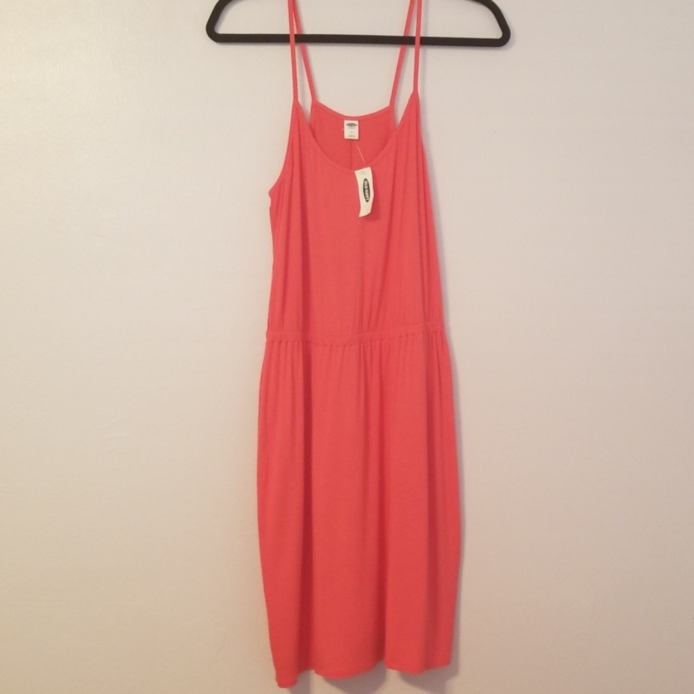 Old Navy Coral Midi Tank Strap Sundress